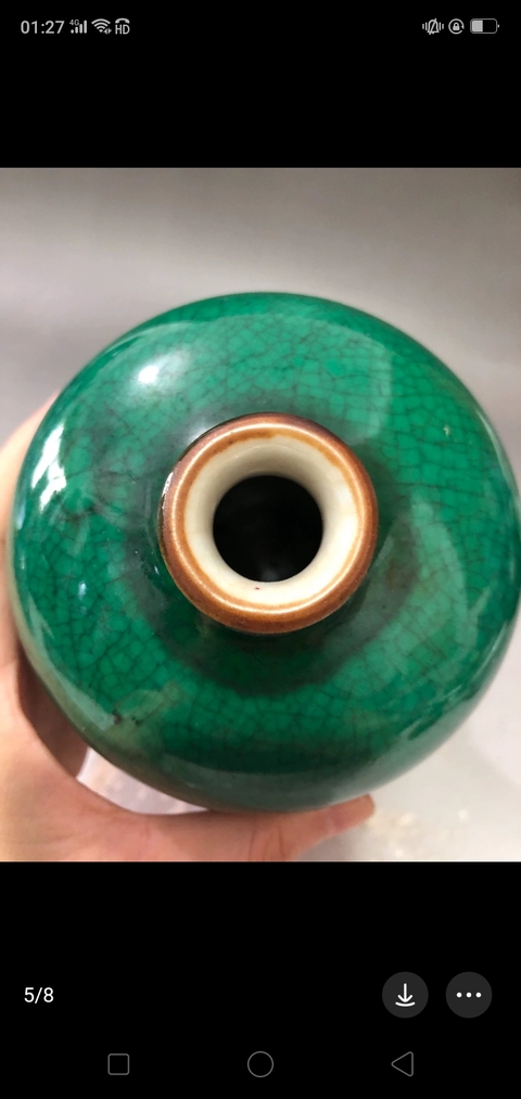 古玩陶瓷綠哥釉梅瓶真品鑒賞圖