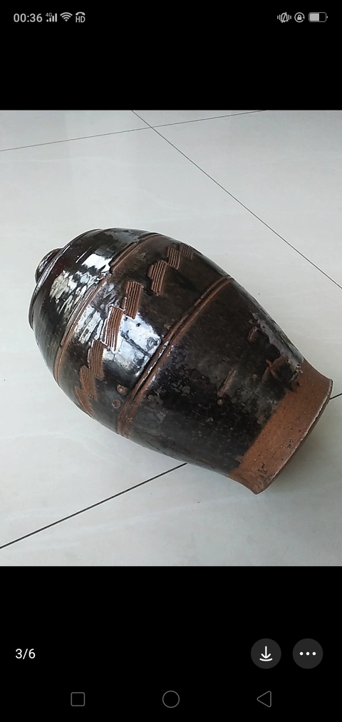 古玩陶瓷明代褐釉梅瓶拍賣，當前價格8950元