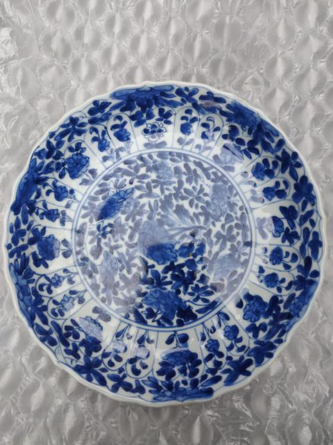 古玩陶瓷【須走保真交易】清康熙青花花卉紋花口盤拍賣,當前價格1288元