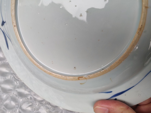 古玩陶瓷【須走保真交易】清康熙雙稷牡丹紋青花賞盤拍賣，當前價格1288元