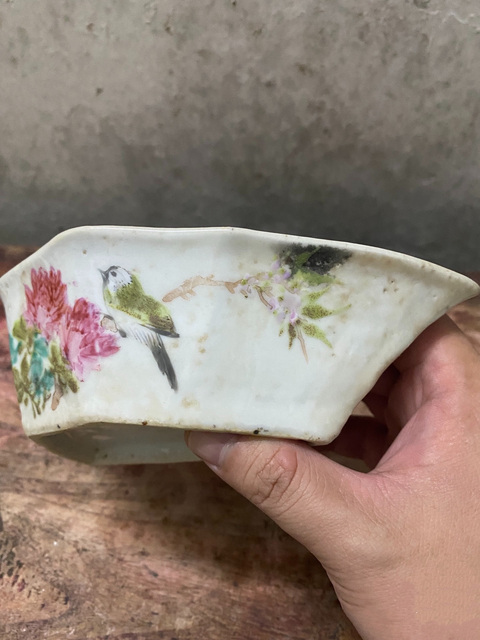 古玩陶瓷光緒粉彩花鳥花卉紋貢盤拍賣,當前價格650元