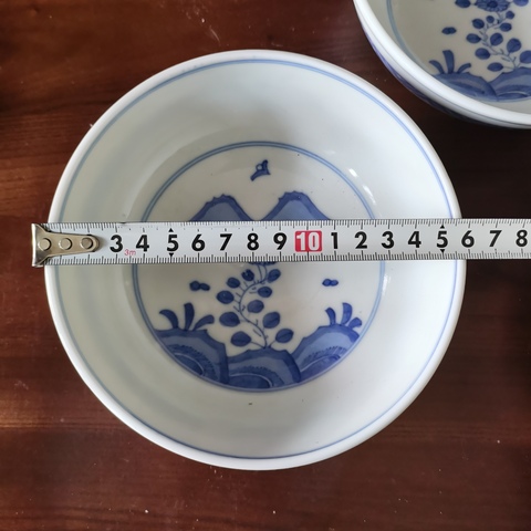 古玩陶瓷民國青花碗一對拍賣,當前價格226元