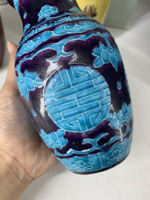 古玩陶瓷民國·琺華彩團壽紋羅漢瓶拍賣，當前價格899元