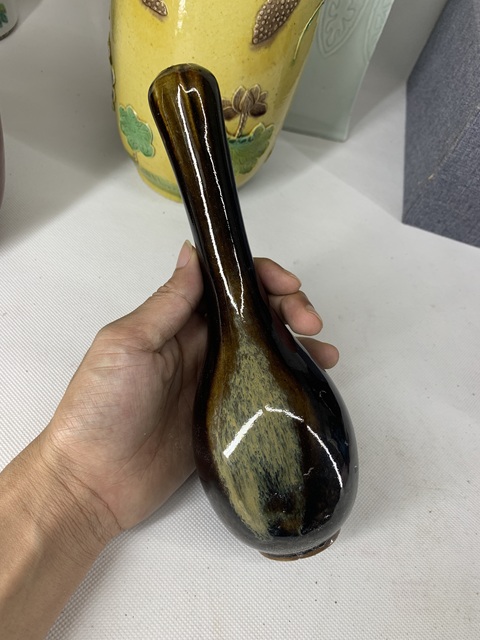 古玩陶瓷晚清民國 窯變釉蒜頭瓶拍賣,當前價格1380元