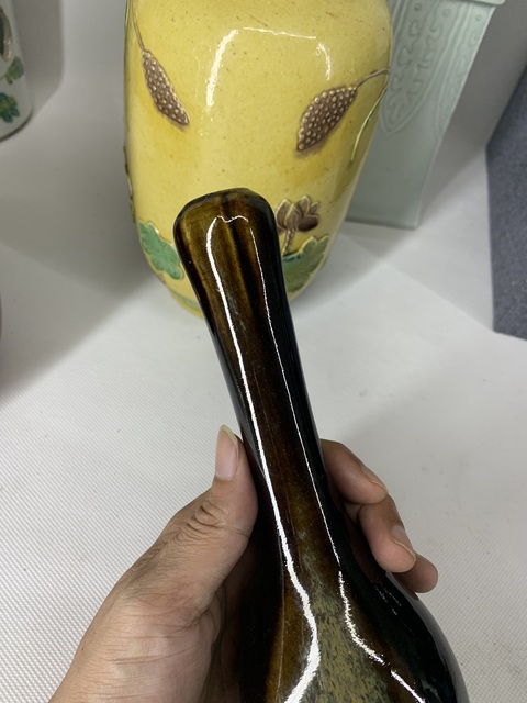 古玩陶瓷晚清民國 窯變釉蒜頭瓶拍賣,當前價格1380元