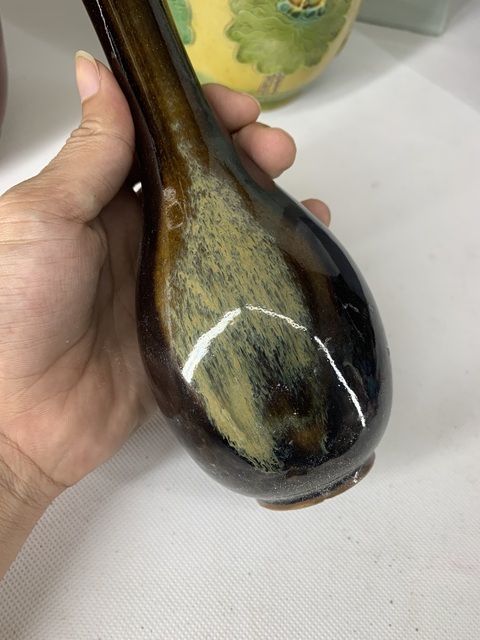 古玩陶瓷晚清民國 窯變釉蒜頭瓶拍賣,當前價格1380元