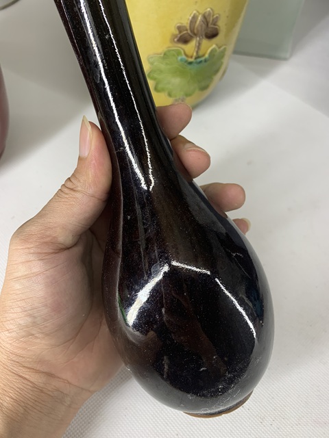 古玩陶瓷晚清民國 窯變釉蒜頭瓶拍賣,當前價格1380元