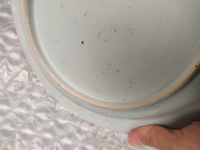 古玩陶瓷清雍乾青花洞石花卉紋折腰賞盤拍賣，當前價格880元