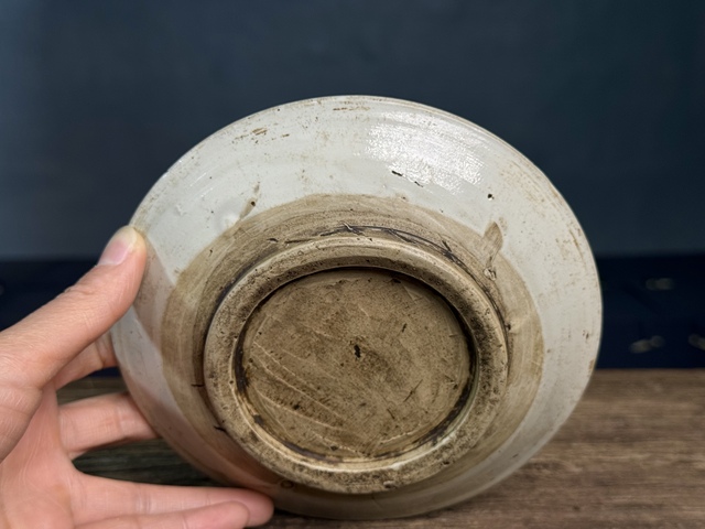 古玩陶瓷磁州窯褐彩黑花盤拍賣，當前價格800元