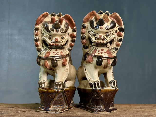 古玩陶瓷磁州窯白地黑花獅子擺件拍賣，當前價格2380元