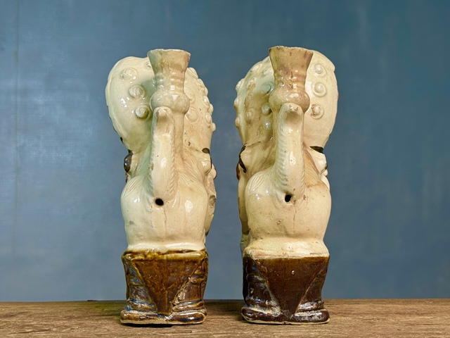 古玩陶瓷磁州窯白地黑花獅子擺件拍賣，當前價格2380元