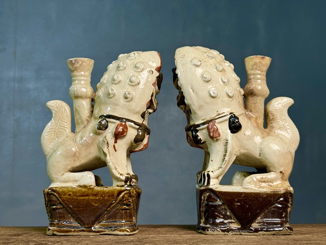 古玩陶瓷磁州窯白地黑花獅子擺件拍賣，當前價格2380元