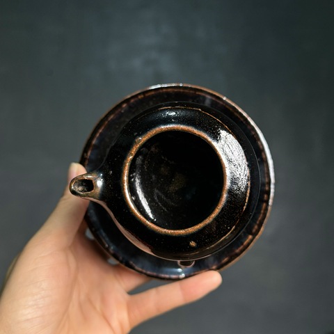 古玩陶瓷明代磁州窯黑釉油燈拍賣,當前價格886元