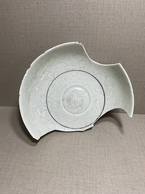 古玩陶瓷宋代湖田窯青白釉刻鹿紋標(biāo)本拍賣，當(dāng)前價(jià)格600元