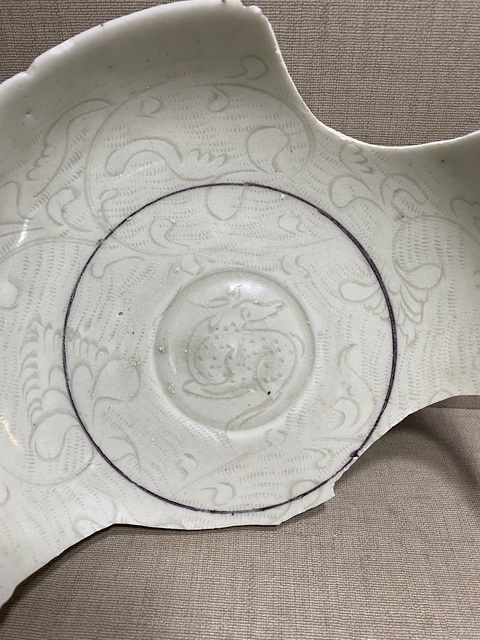 古玩陶瓷宋代湖田窯青白釉刻鹿紋標(biāo)本拍賣，當(dāng)前價(jià)格600元