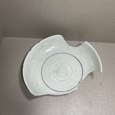 古玩陶瓷宋代湖田窯青白釉刻鹿紋標(biāo)本拍賣，當(dāng)前價(jià)格600元