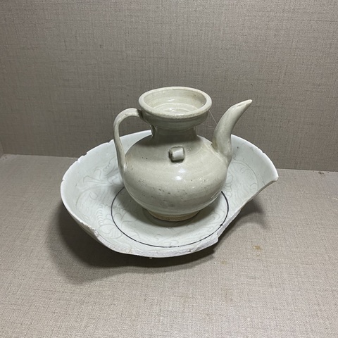 古玩陶瓷宋代湖田窯青白釉刻鹿紋標(biāo)本拍賣，當(dāng)前價(jià)格600元