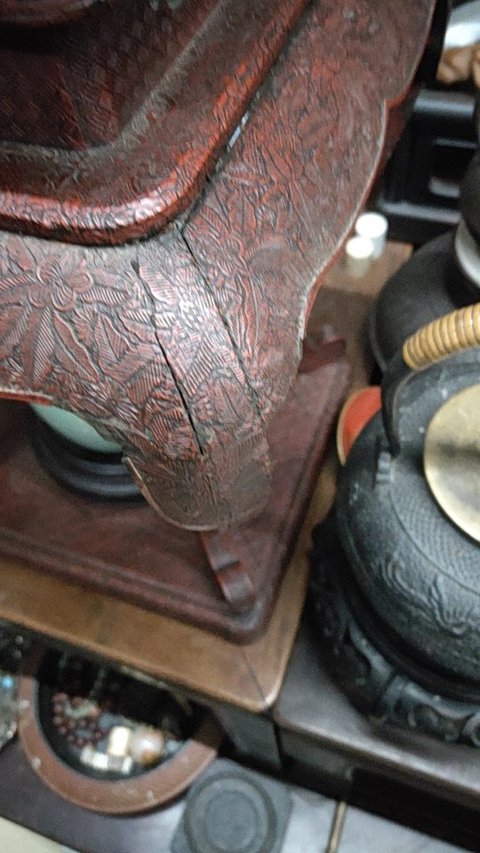 古玩雜項漆雕花幾真品鑒賞圖