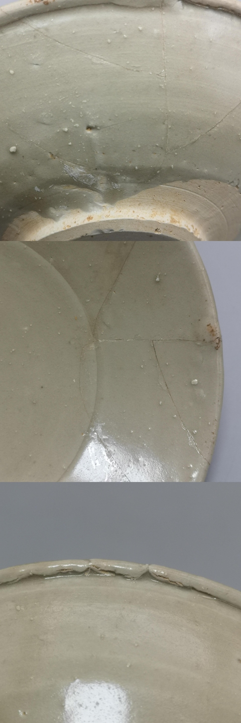 古玩陶瓷宋金時期龍泉系青瓷唇口盤拍賣,當前價格180元