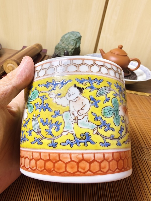 古玩陶瓷青花彩繪嬰戲圖蓋缸拍賣,當前價格698元