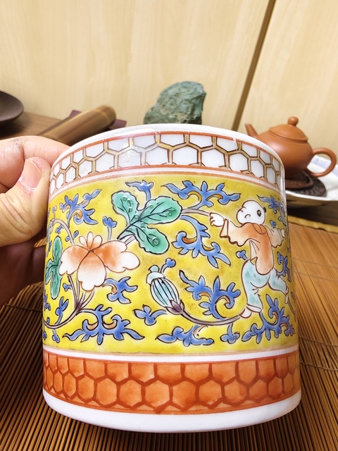 古玩陶瓷青花彩繪嬰戲圖蓋缸拍賣,當前價格698元