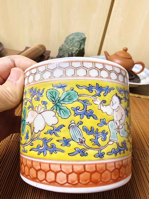 古玩陶瓷青花彩繪嬰戲圖蓋缸拍賣,當前價格698元
