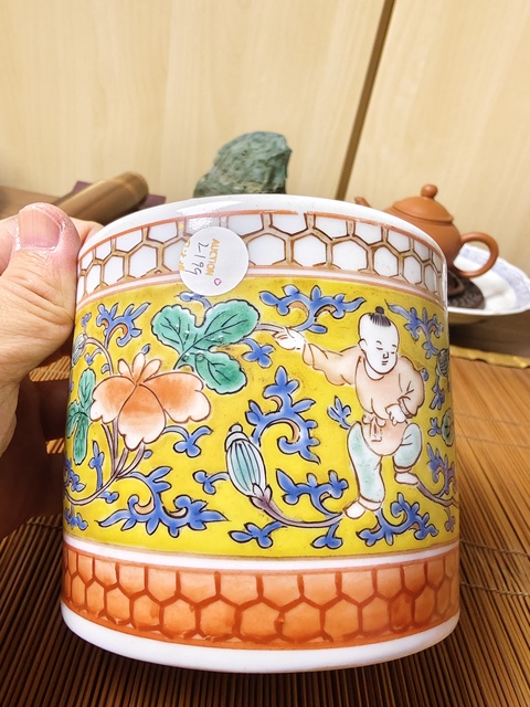 古玩陶瓷青花彩繪嬰戲圖蓋缸拍賣,當前價格698元