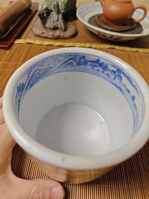古玩陶瓷青花彩繪嬰戲圖蓋缸拍賣,當前價格698元