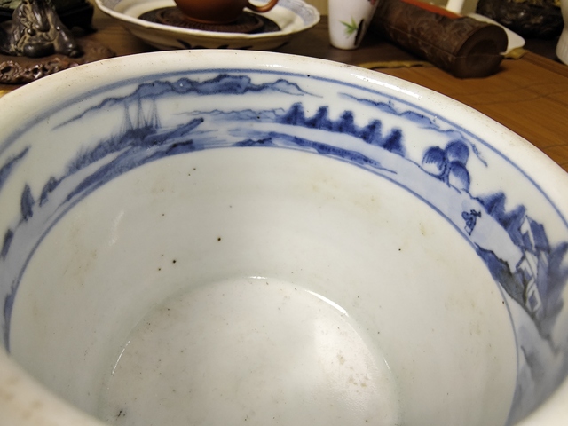 古玩陶瓷青花彩繪嬰戲圖蓋缸拍賣,當前價格698元
