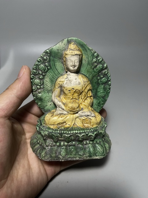 古玩陶瓷民國·三彩釋迦牟尼佛像拍賣，當前價格2500元