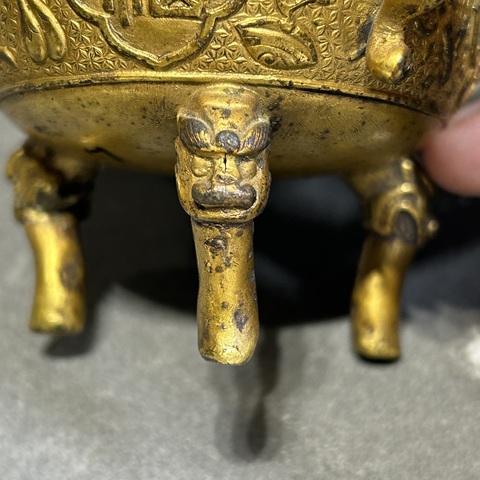 古玩銅器赤龍耳三足爐真品鑒賞圖