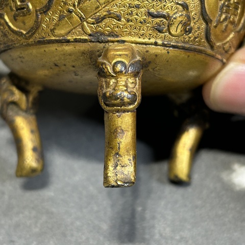 古玩銅器赤龍耳三足爐真品鑒賞圖