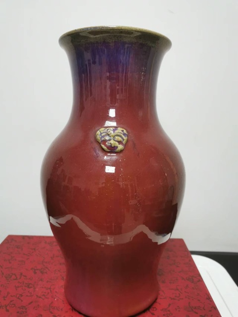 古玩陶瓷窯變紅釉瓶拍賣，當前價格18500元