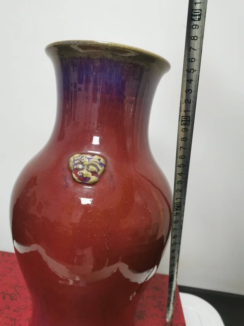 古玩陶瓷窯變紅釉瓶拍賣，當前價格18500元