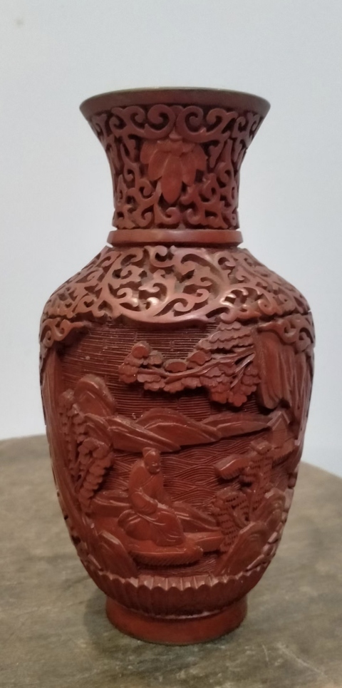 古玩雜項剔紅瓶真品鑒賞圖