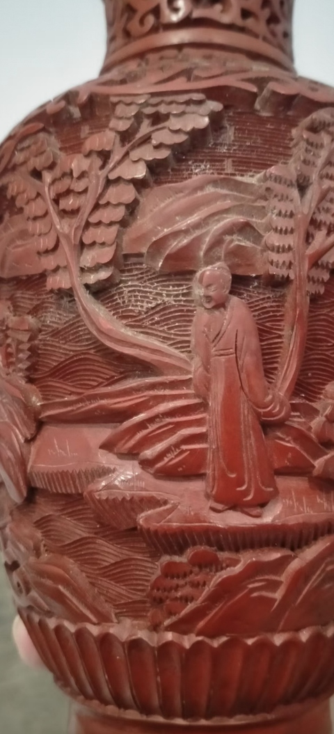 古玩雜項剔紅瓶真品鑒賞圖