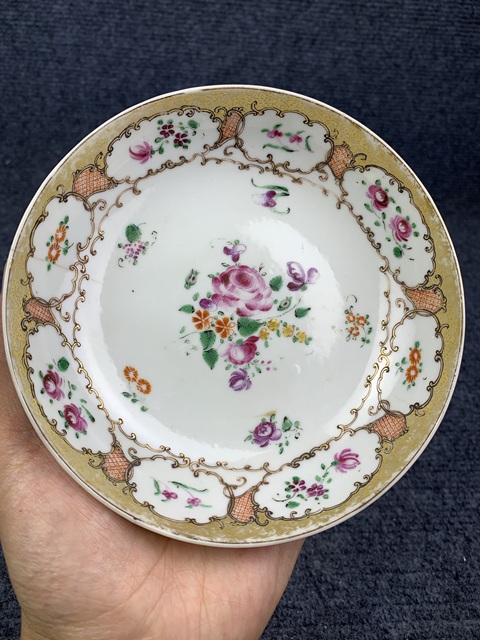古玩陶瓷乾隆粉彩/洋彩描金花卉紋杯碟套拍賣,當前價格888元
