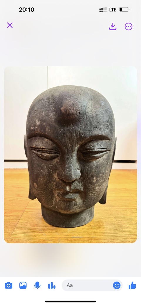 古玩雜項木雕佛頭真品鑒賞圖