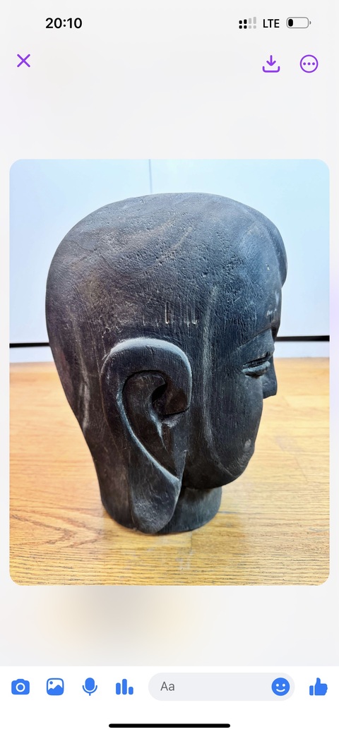 古玩雜項木雕佛頭真品鑒賞圖
