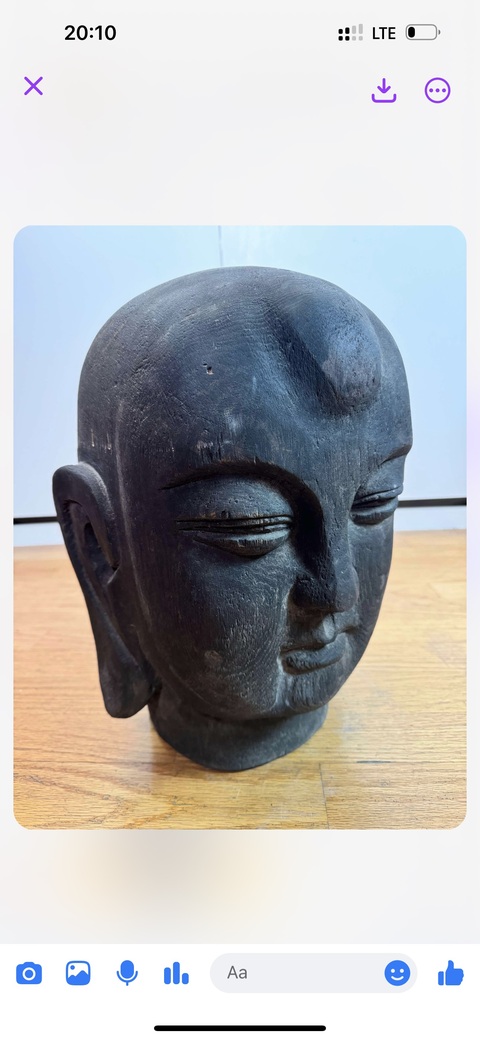 古玩雜項木雕佛頭真品鑒賞圖