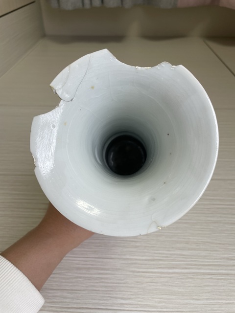 古玩陶瓷清晚期 青花三娘教子圖花觚拍賣，當前價格950元