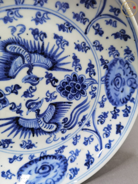 古玩陶瓷青花鳳紋盤拍賣，當前價格15000元