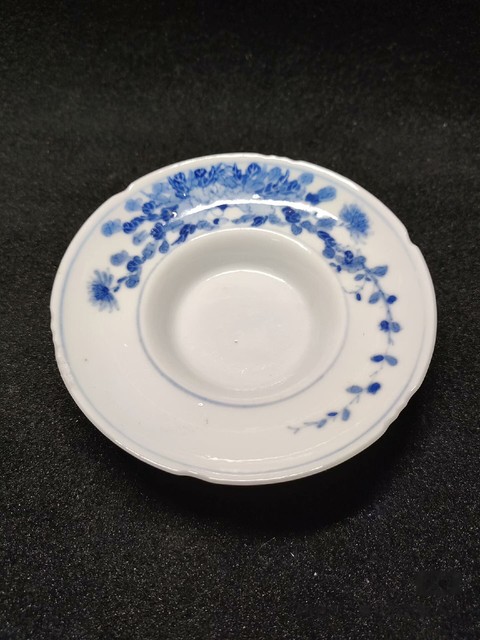 古玩陶瓷青花蜀葵蓋碗托拍賣，當前價格2000元