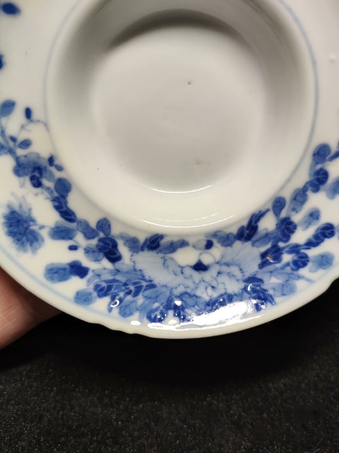 古玩陶瓷青花蜀葵蓋碗托拍賣，當前價格2000元