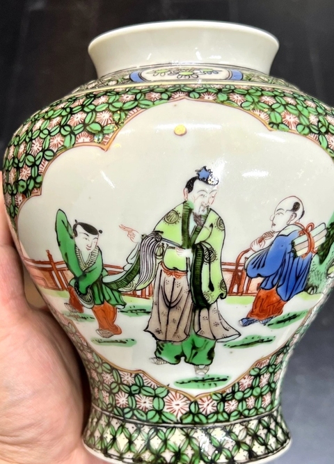 古玩陶瓷五彩開(kāi)窗人物故事尊真品鑒賞圖