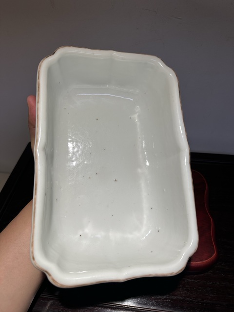 古玩陶瓷粉彩山水通景紋水仙盆真品鑒賞圖