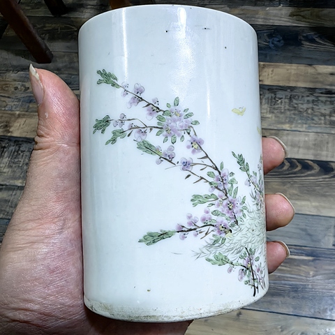 古玩陶瓷粉彩筆筒真品鑒賞圖