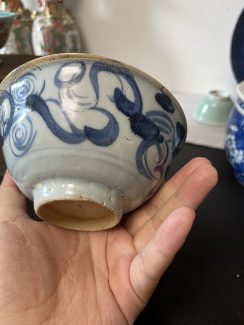 古玩陶瓷青花螺旋紋茶碗真品鑒賞圖