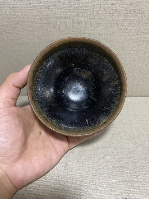 古玩陶瓷南宋窯變釉黑釉兔毫束口盞拍賣,當前價格3500元