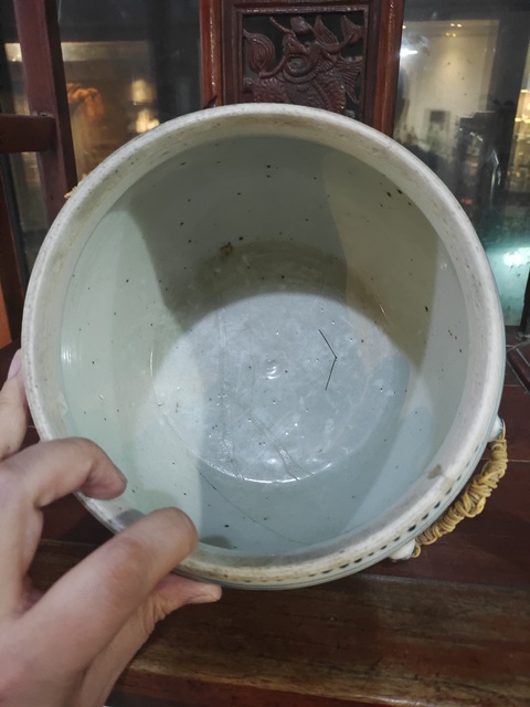 古玩陶瓷清中期青花魚藻紋粥罐拍賣，當(dāng)前價格480元